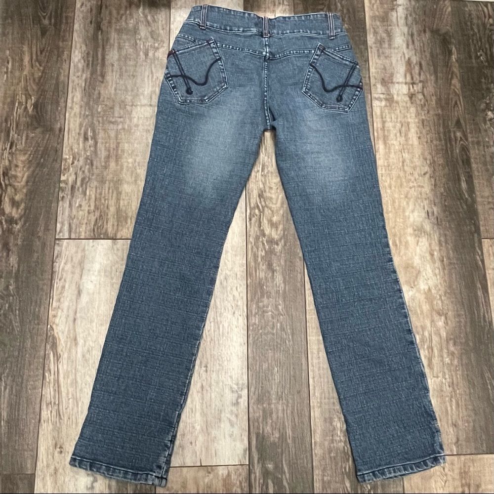 Crest Mid-rise Jeans Blue With Red Stitching Factory Whiskering and Fading 11/12